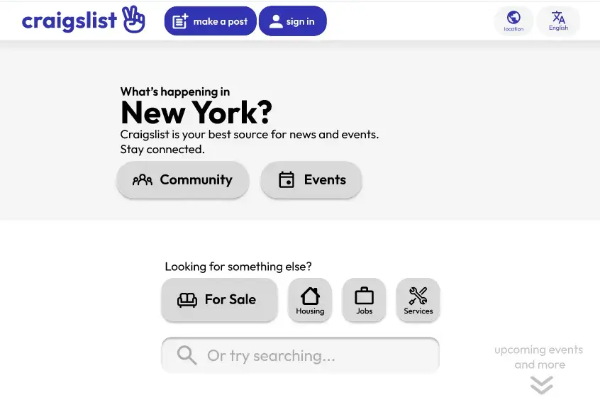 my redesign of craigslist's page, easier to navigate